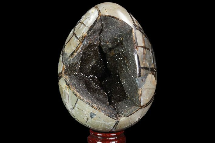 Septarian Dragon Egg Geode - Black Crystals #98868
